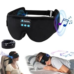 Joythink Schlafkopfhörer Bluetooth Schlafmaske mit Lautsprecher, Auto Road Trip Schlafmaske Kopfhörer, Wireless Ohrhörer Schlaf Reise Zubehör für langen Flug