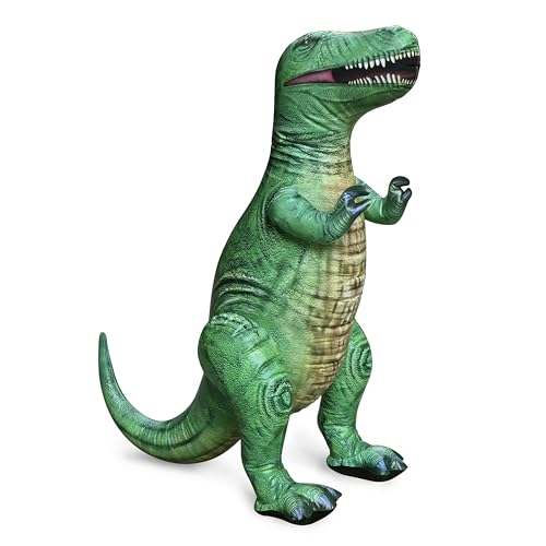 Image of Jet Creations Inflatable 43" L T-Rex Dinosaur Toy Green/Yellow Birthday Supplies Party Garden Decor Photo Prop Jurassic Theme Decoration for Kids & Adults