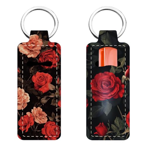FREEBLOSS 2Pc Porte Clé Rouge a Lèvres Porte-Rouge a Lèvres Porte-Clé Porte-Rouge a Lèvres Rose Porte-Clés Baume a Lèvres Pochette Portable pour Baume a Lèvres pour Femme
