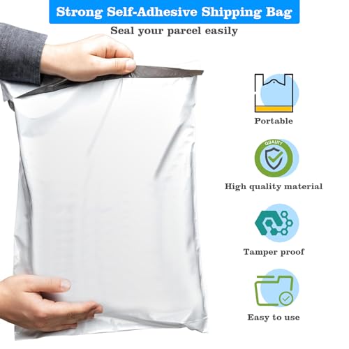 120 Stück Plastik Versandbeutel, Wasserdichte Versandtaschen Warensendung, mit Selbstklebeband, Grau Blickdicht, Geeignet für Warenverpackung, Logistischen Versand, S/M/L Mischen, 40/Größe