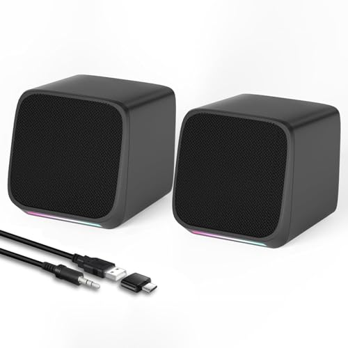 INGONEON Mini PC Speakers for Desktop,Desktop Speakers,Small Computer Speaker USB Powered 3.5mm Aux Speaker for PC,Laptop,Tablet