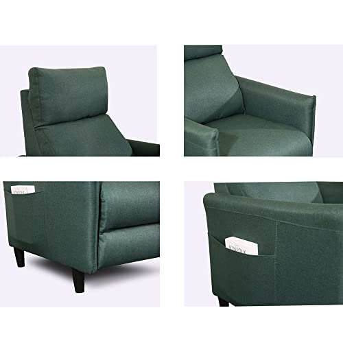 Olimix Push-Back Recliner Living Room Chair Recliner Chair Fabric Small Recliner Single Sofa Home Theater Chairs Reclining Chair Padded Seat Backrest For Adults, Recliner Sofa 19.7” Seat Width (Green) #TOP2