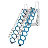 Escalera Plegable para Ático - Escalera Telescópica Mural De Alta Capacidad con Pedales Anchos Antideslizantes, Escalera Telescópica para Conversión De Desván para,Azul,1.8~2.05