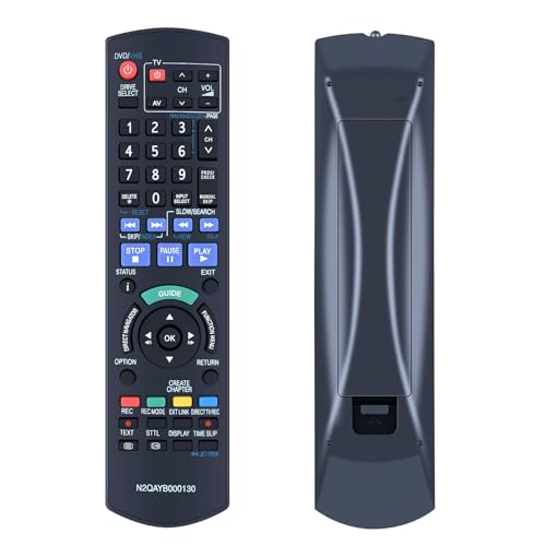 N2QAYB000130 Replacement Remote Control for Panasonic DVD Recorders Compatible with DMR-EX77 DMR-EX87 DMR-EX98 DMR-EX98V DMR-EZ47 DMR-EZ47V DMR-EZ47-VEBK DMR-EZ47-VEBS DMR-EZ48 DMR-EZ48V DMR-EZ48-VEB