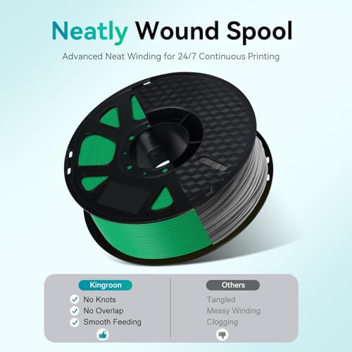 Image of Kingroon 1.75mm PLA Filament 10KG Bundle 10x1KG Spools, Dimensional Accuracy + /- 0.02mm, Tangle-Free 3D PLA Multi-Color Pack (Orange+Yellow+Green+Sky Blue+Purple+Black+Grey+Silver+Brown+Wood Color)