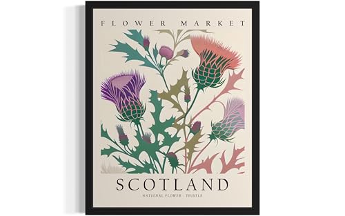 Scotland, Thristle Art Print Poster, Flower Market Wall Art, Floral Artwork Decor for Bedroom, Kitchen, Bathroom, Livingroom Decoration 52 (Scotland, Thristle, 8 x 10 inches, Unframed)