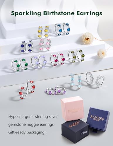 Small Hoop Earrings for Women Hypoallergenic 925 Sterling Silver 13.5mm Thick Huggie Earrings Hoops Created Gemstone Diamond Birthstone Wedding Earrings4