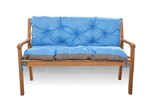 Cojín de asiento para columpio de Hollywood, banco con respaldo, cojín para columpio de jardín, cojín de banco para exteriores (180 x 60 x 50 cm), color azul