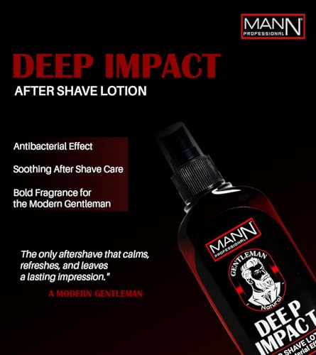 Image of MANN Professional After Shave Lotion | Gentleman Natural Formula | Antibacterial & Cooling Post-Shave Care for Men | Soothes Irritation & Refreshes Skin | 250ml (Deep Impact)