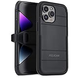 【Pelican】 iPhone 14 Pro Max 用 ハイブリッド ケース [抗菌・米軍MIL規格 落下テスト5.5mクリア] ボイジャー Voyager - Black MagSafe対応 スタンド機能付きホルスター付属 PP049326