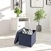 Seville Classics Cushioned Fabric Ottoman Hidden Storage Chest Footrest Chair, Padded Seat for Bedroom, Dorm, Loft, Living Room, Entryway, Hallway, Midnight Blue, 15.7