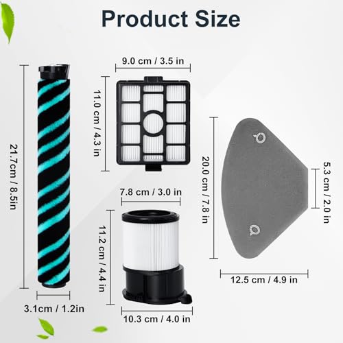 Jegehoyo Bürstenrolle Filter Ersatzteile für Shark IP3251EUT Akku-Staubsauger, 1 Rollenbürste, 1 HEPA-Filter, 4 Filterschwämme, 2 HEPA-Filter für die Basisstation,4 Filterschwämme für die Basisstation