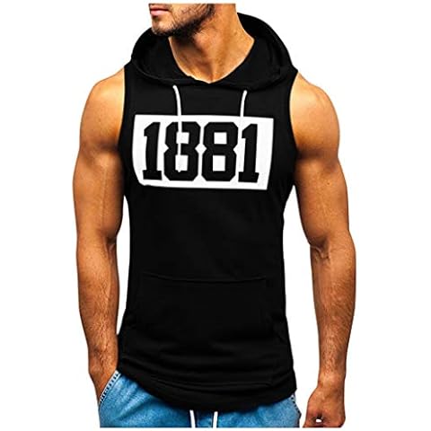QIFLY Men's Sleeveless Gym Vests with Pockets Cover