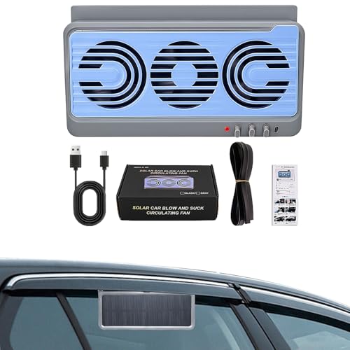 Zestivra Ventilador De Cristal Solar Para Coche | Ventilador De Ventana De Escape Solar | Purificador De Aire Silencioso Y Eliminador De Olores, Accesorios Vehículo Para Sedán