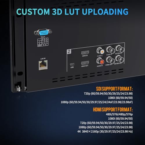 Image of FEELWORLD D101 Plus Dual 10.1Inch 4RU SDI Rackmount Monitor | 1920x1200 FHD IPS 4K HDMI Broadcast Display with 3D LUT, Waveform, Tally & Ethernet Control, Aluminium Housing
