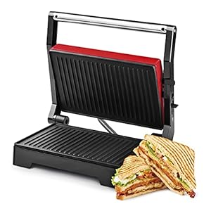 Ufesa Kontaktgrill und XXL Sandwichtoaster für alle Toastgrößen geeignet, Steak und Panini Grill, antihaftbeschichtet Sandwichmaker, Elektrogrill leicht zu reinigen, isolierte Handgriffe, 1000W, PR1000