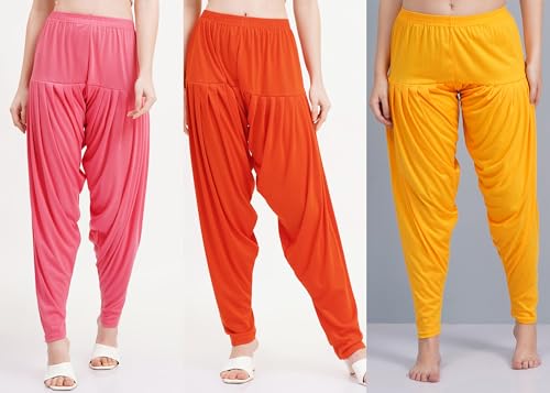 Image of Buy That Trendz Patiala Pant Combo Pants for Womens Pack of 3 Viscose Patiyala Salwar Bottoms