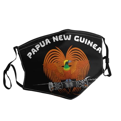Papua New Guinea Coat of Arms Papua New Guinea Face Mask Breathable Balaclavas Adjustable Washable Masks Black