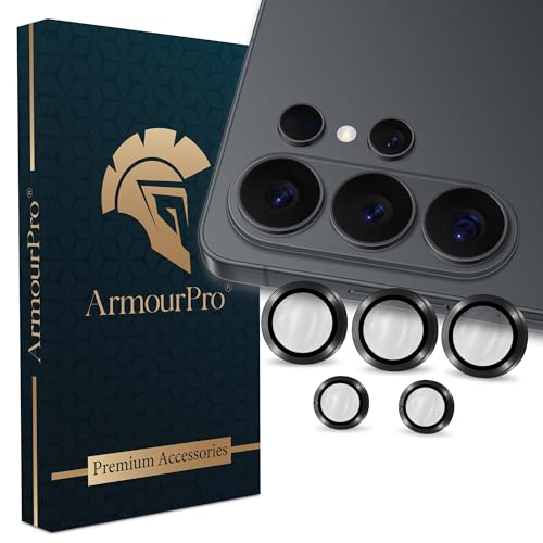 Image of ArmourPro Camera Lens Tempered Glass for Samsung Galaxy S26 Ultra (6.9 Inches) Tough HD Individual Aluminum Alloy Rings 9H Camera Cover, Scratch-Resistant,Camera Lens Protection| Black, 1 Pack