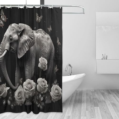 Rideau de douche imperméable éléphant 183x183 cm anti-moisissure - 3