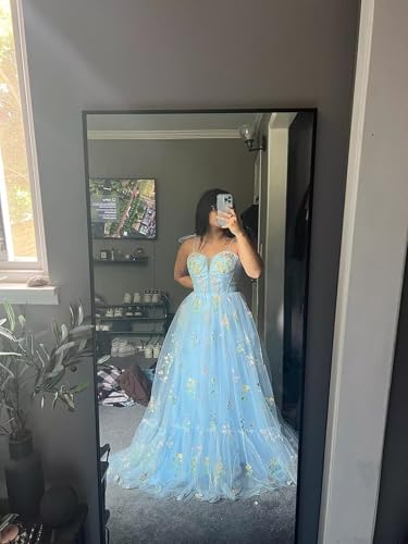 Fivsole Long Flower Embroidery Tulle Prom Dress for Teens 2025 Formal Evening Party Floral Gowns3