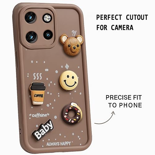 Image of COLORflow Back Cover Compatible with Motorola Moto Edge 50 Neo 5G | Cute Fun Cartoon 3D Ball Coffee Silicone Case (Brown) | Designer Camera and Body Protected Back Cover