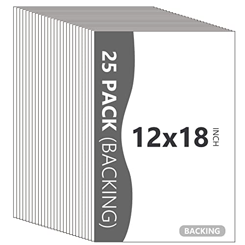 Somime 25 Pack Backing Boards, 12x18 Uncut White Mats Matboards