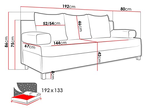 Schlafsofa Mirjan24 mit feinem Webstoff, 192 x 80 x 80 cm