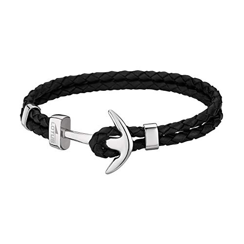 Lotus Pulsera de cuero con ancla LS1832-2/1, joya negra para hombre,...