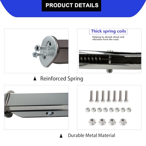 Image of Straight Spring Loaded Mud Flap Hanger Bracket Set 1-1 /8 inch Bolt Spacing 29.92 inch Length Fit with Aluminum Reflective Tapes for Semi Trucks, 2 Pcs