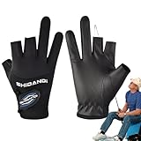 Guantes de Pesca Antideslizantes,Guantes de Pesca para el Sol - Guantes de 3 Dedos,Guantes de Pesca para Clima frío, Guantes con 3 Dedos Cortados, Guantes de Pesca cálidos para Ciclismo, fotografía y