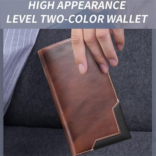 Upliftjoys Cowhide Vintage Wallet, Men's Leather Long Bifold Wallet with RFID Blocking, Large capacity Multiple compartments Wallet (Blue)3