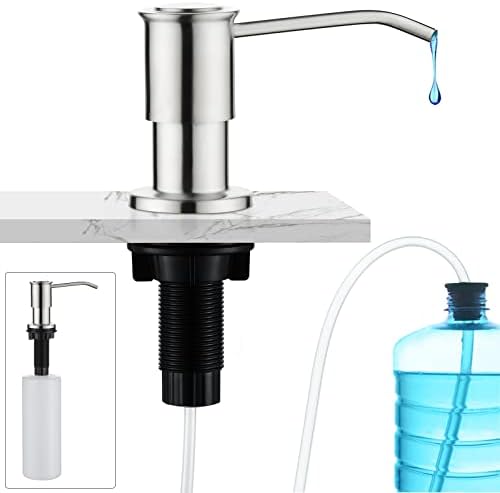 CREA Kitchen Sink Soap Dispenser Countertop for Kitchen Sink, Stainless Stee Built in Sink Soap Dispenser Brushed Nickel for Bathroom ​with 39" Tube Large Capacity 17 OZ Bottle