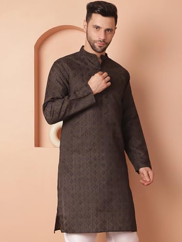 Image of Jompers Silk Men's Regular Fit Woven Design Kurtas