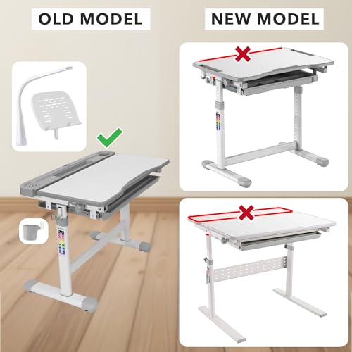 Image of Mount-It! Accessory Kit for Height Adjustable-Kids-Desk | Includes LED-Lamp, Book Holder Shelf and Pencil Holder-Cup, Grey