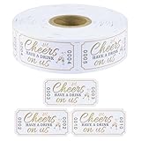 WANDIC 500 Sheets Drink Tokens, 5x2.5cm Pre-Cut Paper Tickets with 3 Designs for Wedding Party Alcohol Management Bar Events Control Beverage Party Supplies