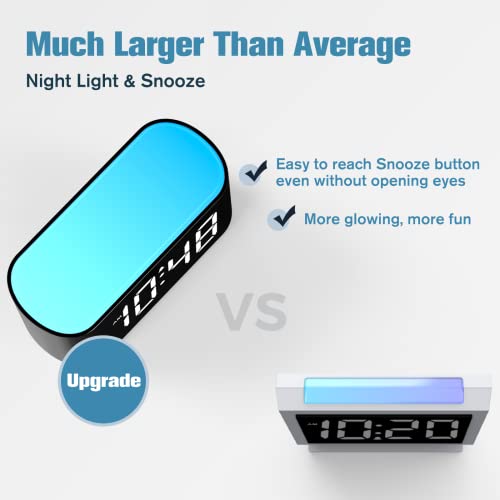 Housbay Digital Alarm Clock For Bedrooms - Large Display Easy To Read Across The Room, 7 Larger Color Night Light, Dimmer, True Battery Backup, Adjustable Volume, Countdown Timer #TOP2
