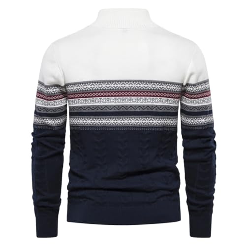 Men's Winter Cotton Sweater - Warm Zipper Ethnic Patterns Casual Knit Pullover4