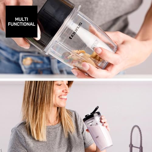Taurus - Batidora Shake & Go 800W | 2 Vasos Portátiles 500ml | Picador 150ml | Cuchillas Intercambiables | Pulse Technology | Apta para Lavavajillas | Base Antideslizante | Sistema de Seguridad - imagen 8