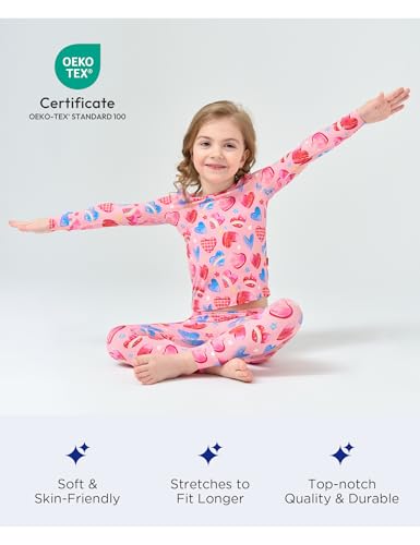 Toddler Boys and Girls Bamboo Viscose Pajamas Set Snug Fit Long Sleeve Top and Pants PJs4