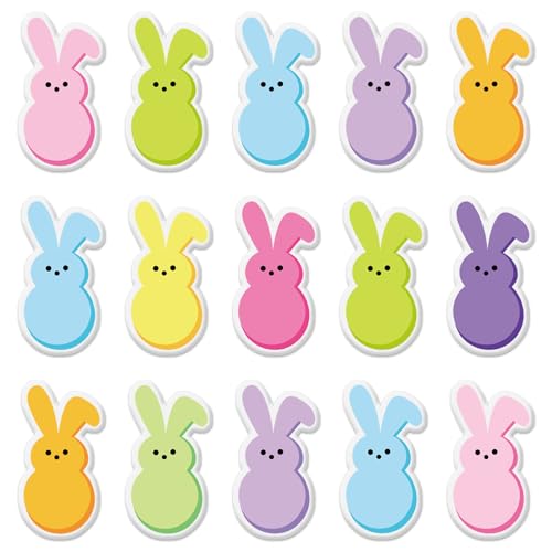JarThenaAMCS 30Pcs Easter Thick Gel Clings Colorful Bunny Rabbit Theme Window Gel Decals Removable Spring Window Clings for Home Classroom Nursery Shop Glass Display Decorations