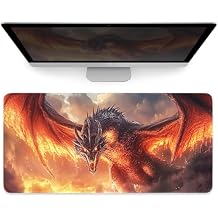 Dark Fantasy Black Dragon Extra Large Mouse Pad XL, Majestic Gaming Mat, Gaming Laptop for Desk Pad, Office Computer and Keyboard Accessories, 4mm Thick Desk Mat, 80x40cm 31x16