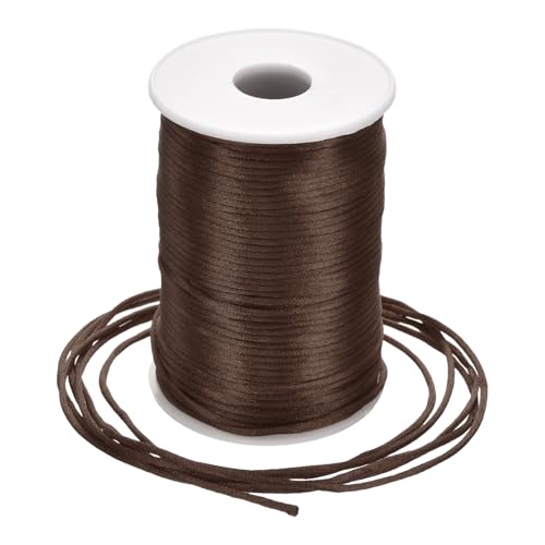 Rebower Nylon Satin Cord 2.5mm, 109 Yard Nylon String for Bracelet Braided Thread [for Jewelry Making Necklace Chinese Knot Craft] - Coffee