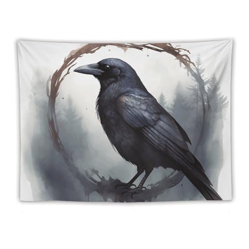 Tenture corbeau noir YKUDBN : habiller un grand mur vide sans percer