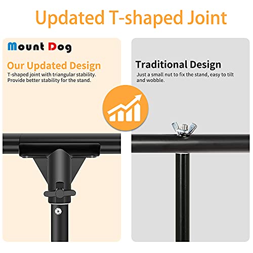 [Upgraded T-Shaped Joint Version] T-Shape Backdrop Stand Kit 6.5X5Ft, Mountdog Photo Backdrop Stand Background Support System With 4 Clamps For Photography Video Studio (Backdrop Not Included) #TOP1