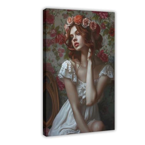 Poster floral élégant en toile 40x60 cm pour la décoration de chambre