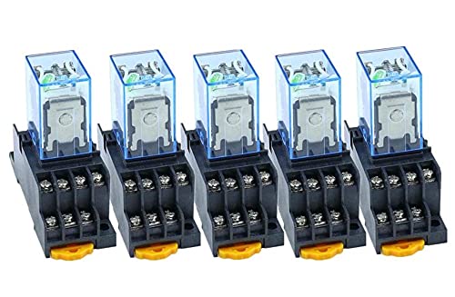 Relais d'alimentation 12V DC MY4NJ à 14 broches avec socle rail DIN