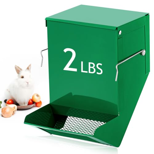 Rabbit Feeder for Cages Small Animal Dispenser, Green, 4.7 Inches, 4 Pack