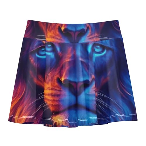 Fun Cute Girls Skorts Athletic Shorts Tennis Skirts Kids Teen Cheer Majestic Lions Head Glowing 4t