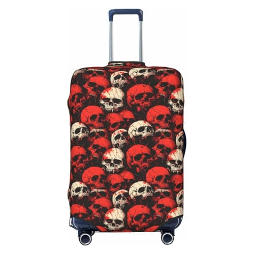 Luggage Cover Protector - Red and White Skull Print Suitcase Covers for Luggage Fit 25-28 Inch Suitcase